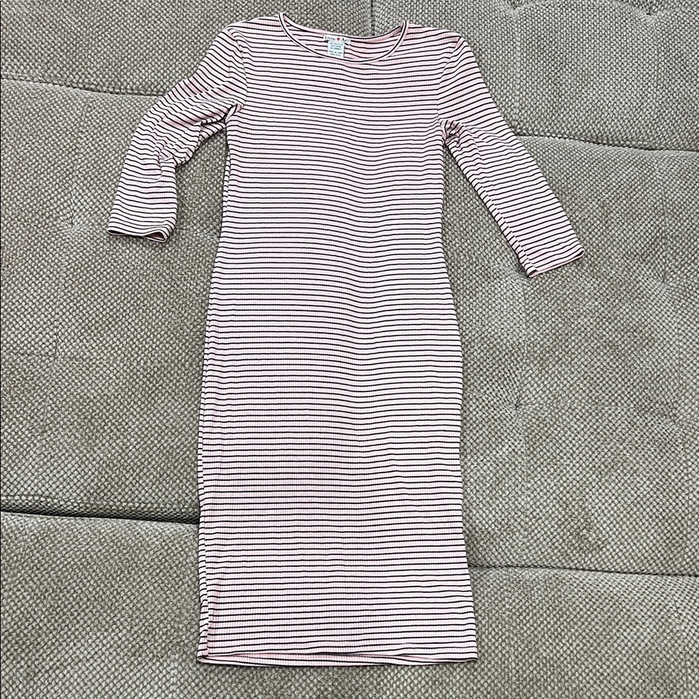 Chic Striped Long Sleeve Dress in Red and White